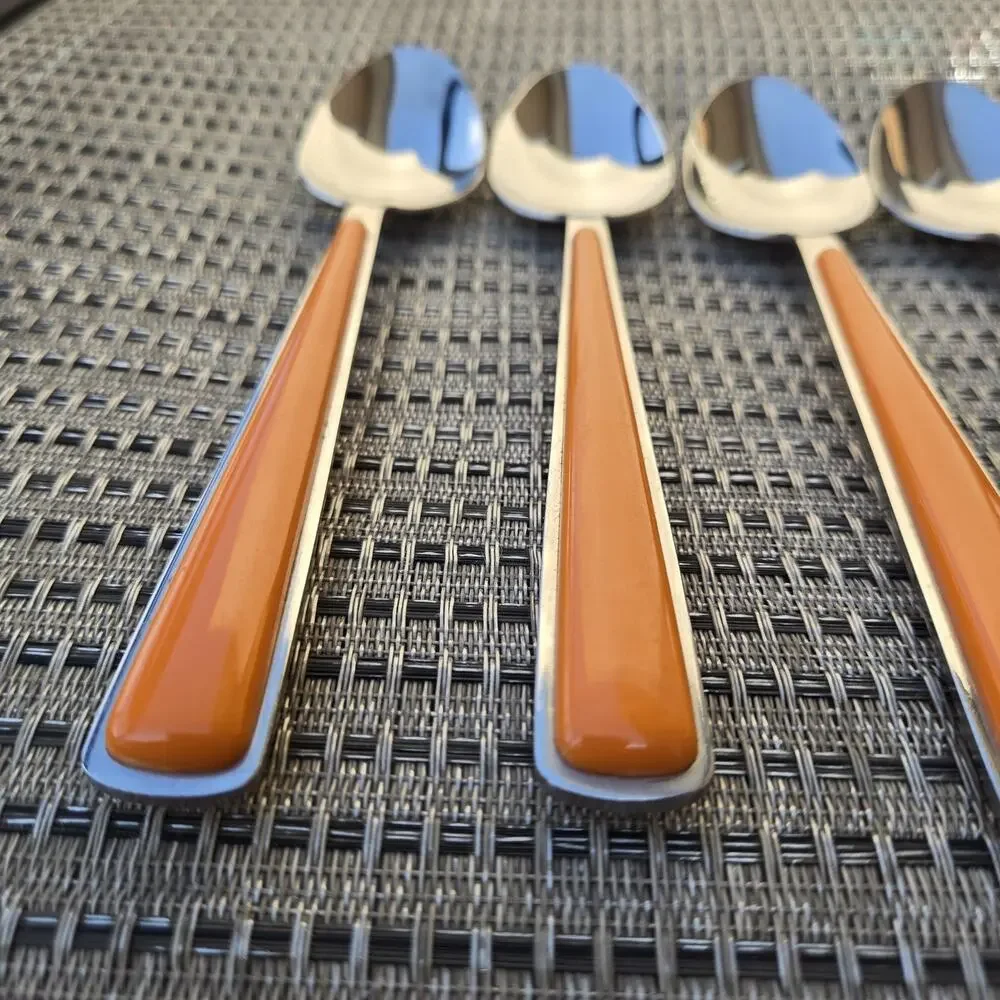 Fiesta Merengue Soup Spoons Flatware Lot of‎ 4 Tangerine Orange Fiestaware
